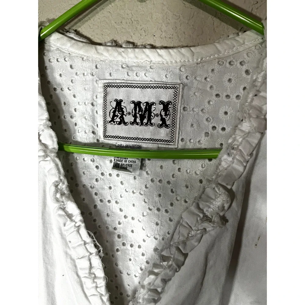AMI Women’s White‎ Cotton Jacket 1X eyelet cotton ruffle cottagecore prairie